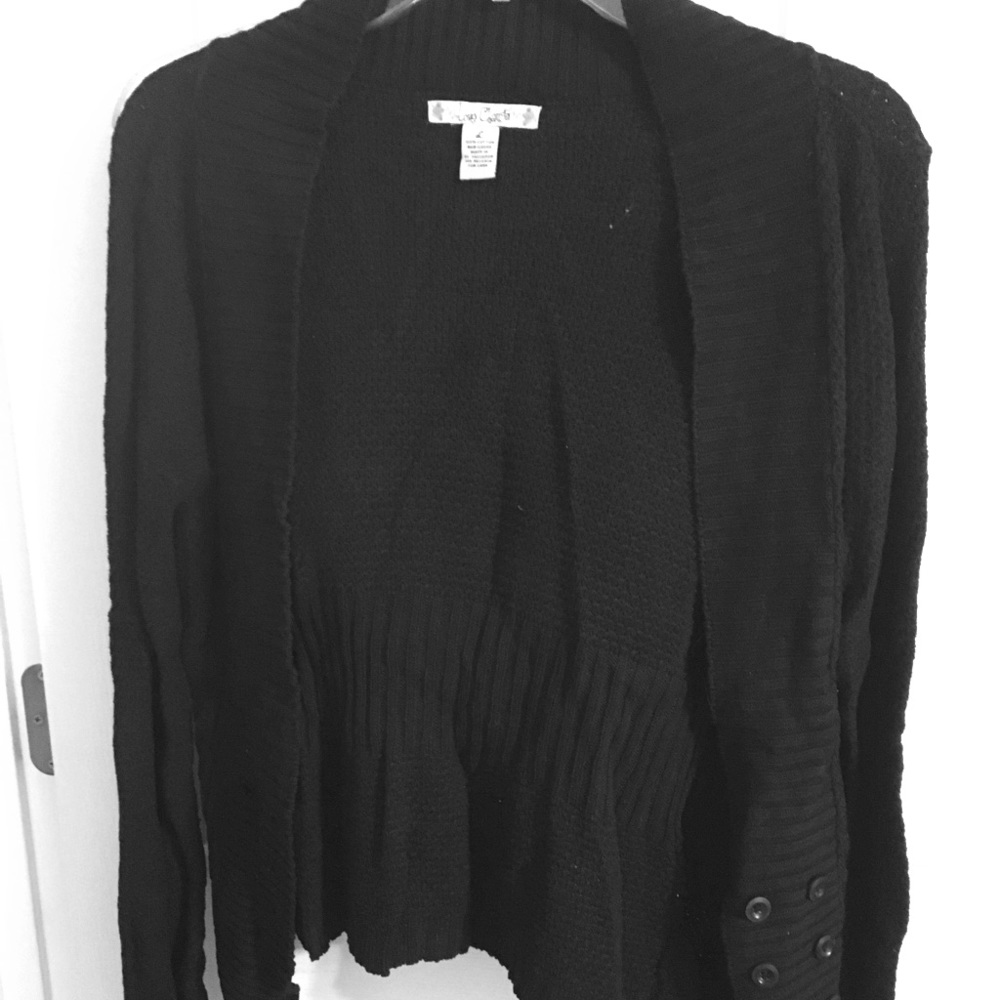 Knit cardigan with draping sides